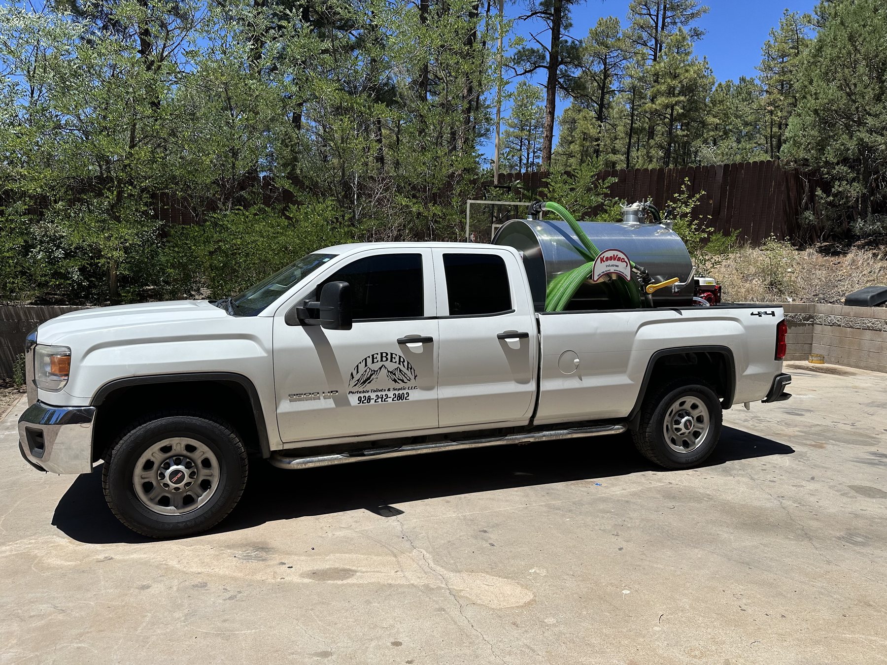 Atteberry Industries septic service truck in Show Low, Arizona